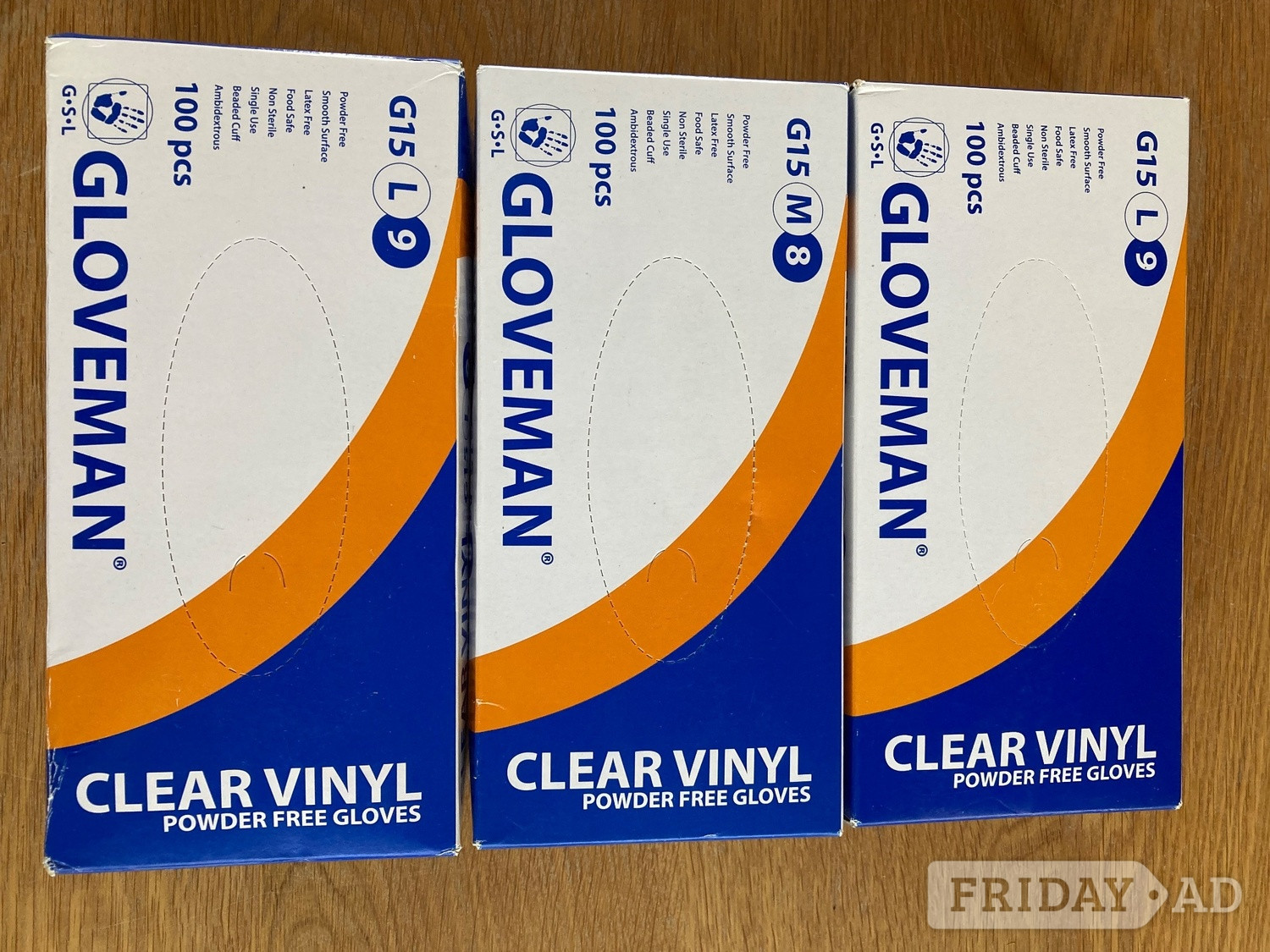 Gloveman clear vinyl gloves 3 boxes of 100 in Brighton