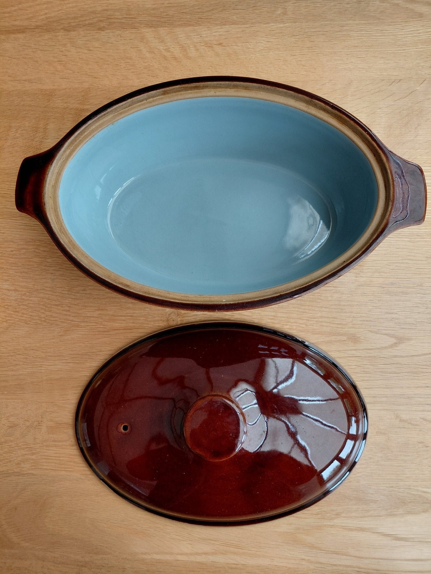 Vintage Brown Denby Stoneware Ceramic Casserole Dish with Lid 