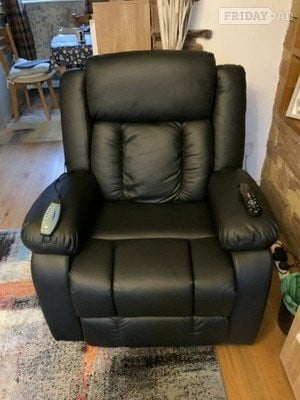 Black PU Leather, Manual Recliner Armchair Leather Sofa !!