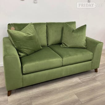 Olive Green Velvet 3 Seater Sofa