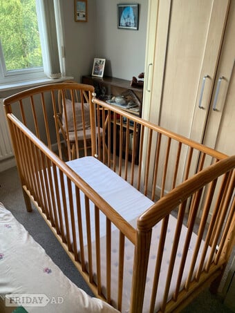 Baby cot dropside pine 1300mm x 600mm