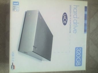 LACIE 320Gb Grey External Hard Drive , USB2 Interface with PSU & Cable