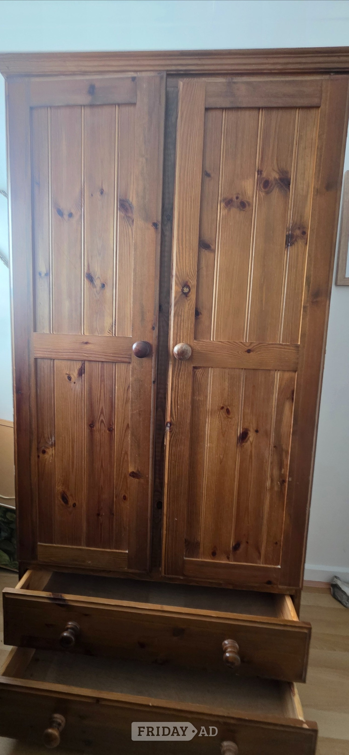 Solid Pine Double Wardrobe 