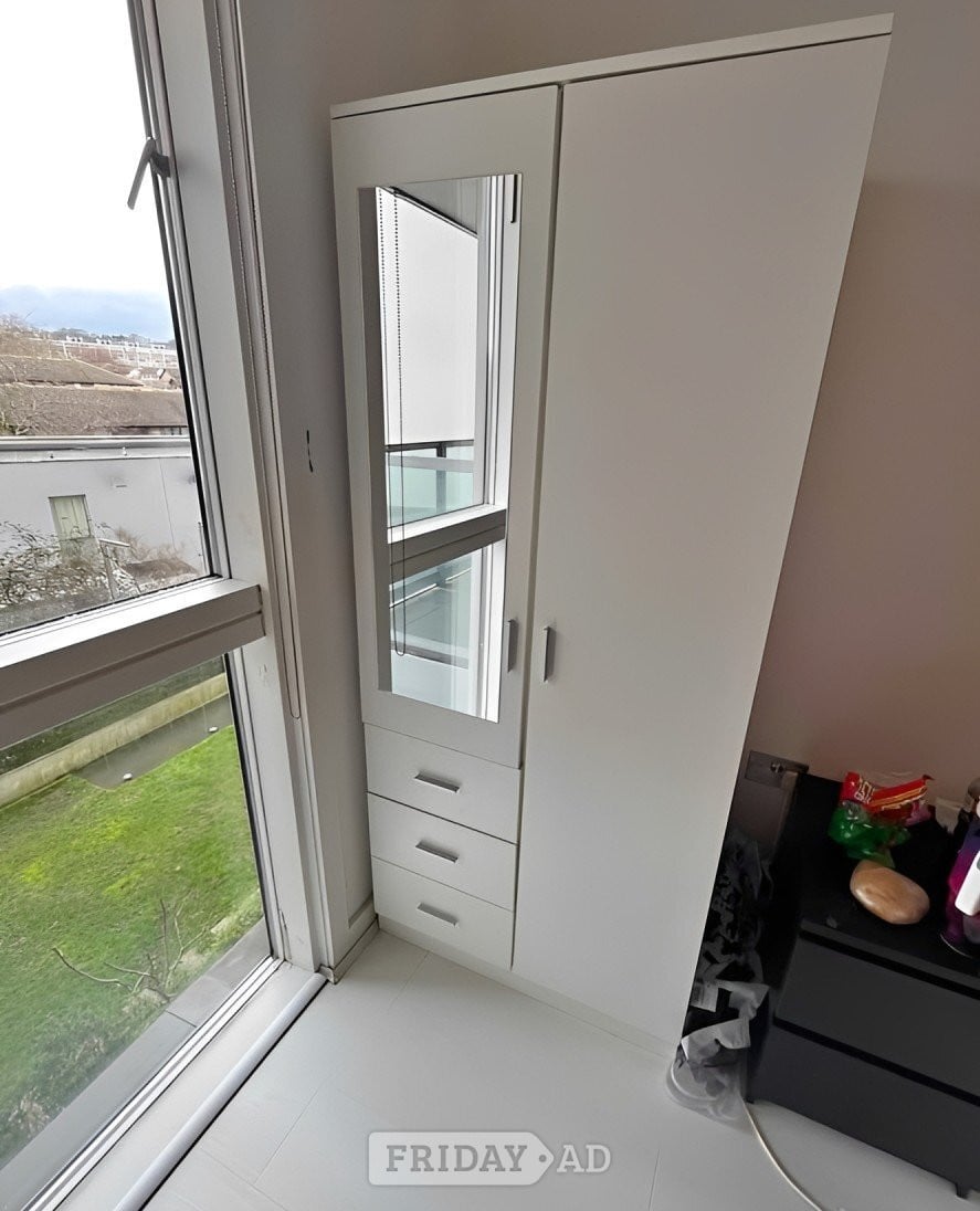 IKEA Pax Modern White 2 Door Wardrobe with Small Drawers in Slough