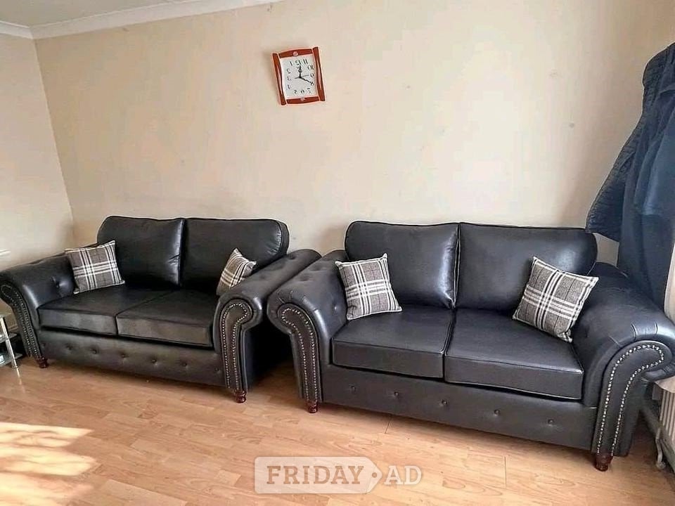 🖤Black Oakland 3+2 Sofa Set | Brand New | Same Day Delivery🚚 in Daventry