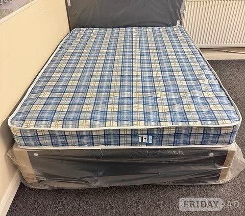 Double Economy Mattress with black divan base and headboard