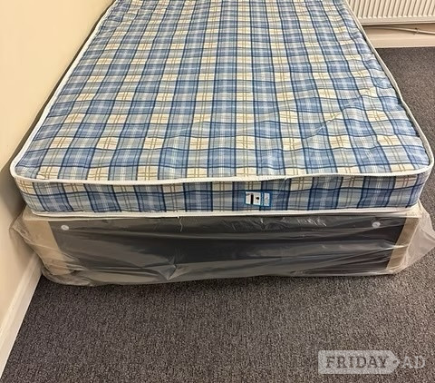 Double Economy Mattress with black divan base and headboard - Furniture in Rotherham