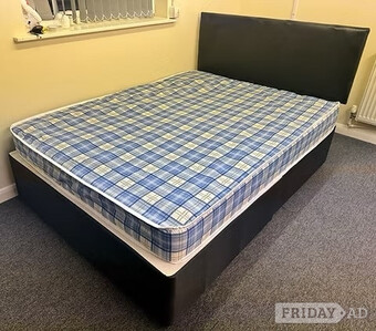 Double Economy Mattress with black divan base and headboard