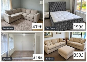 A Brand new 3+2 & 5 Seater Corner Sofa - Bed & Mattress - Wardrob