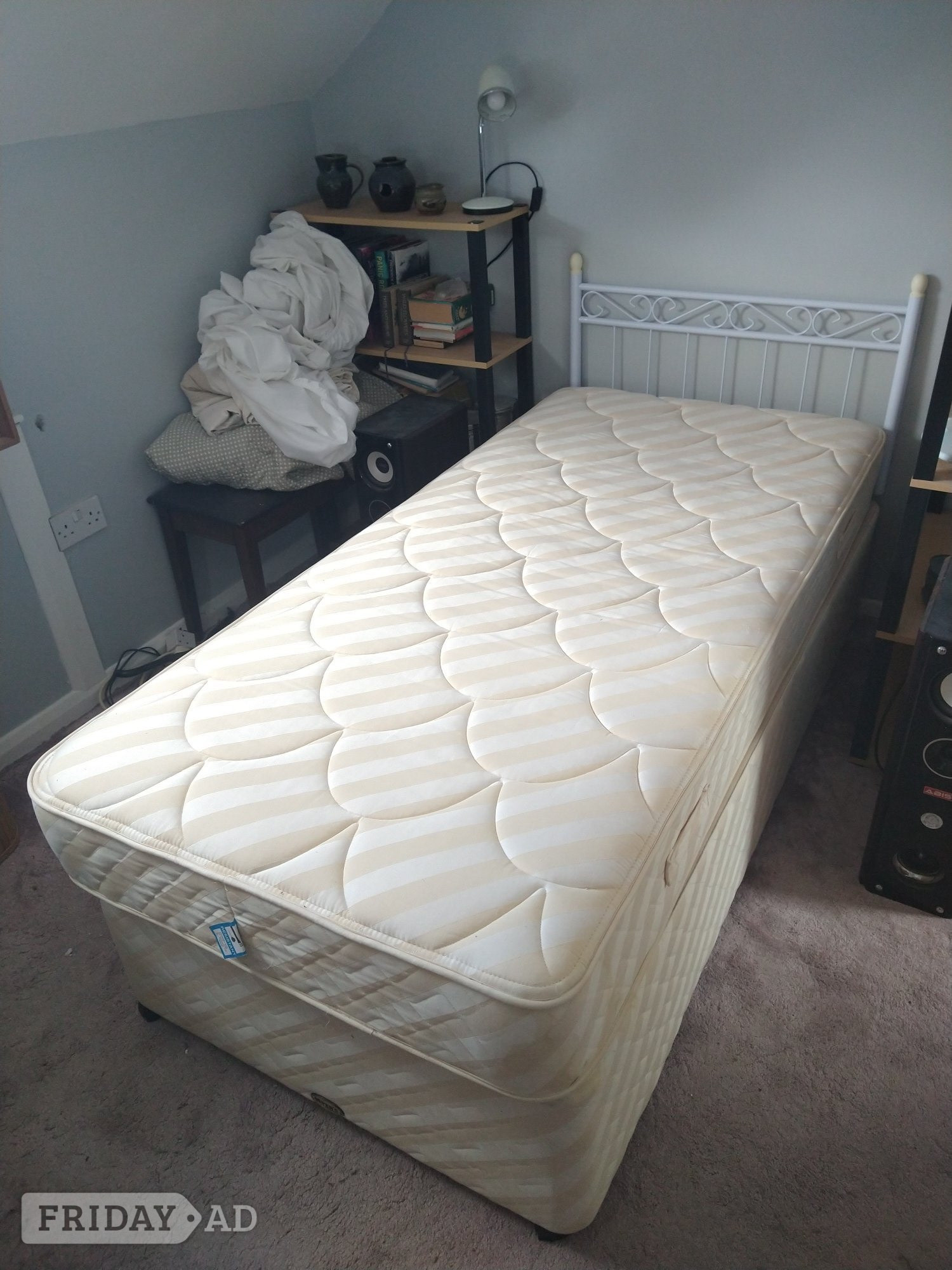 Myers single divan with mattress and bed head