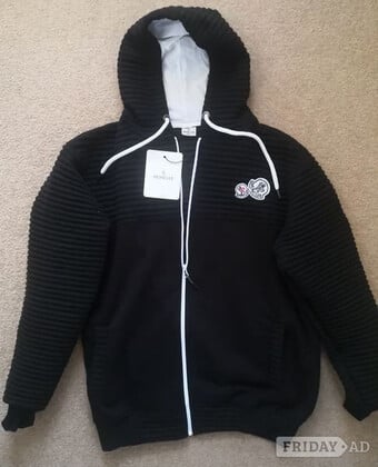 MONCLER Embroidered Zip Up Hooded Cotton Sweatshirt. Brand new!