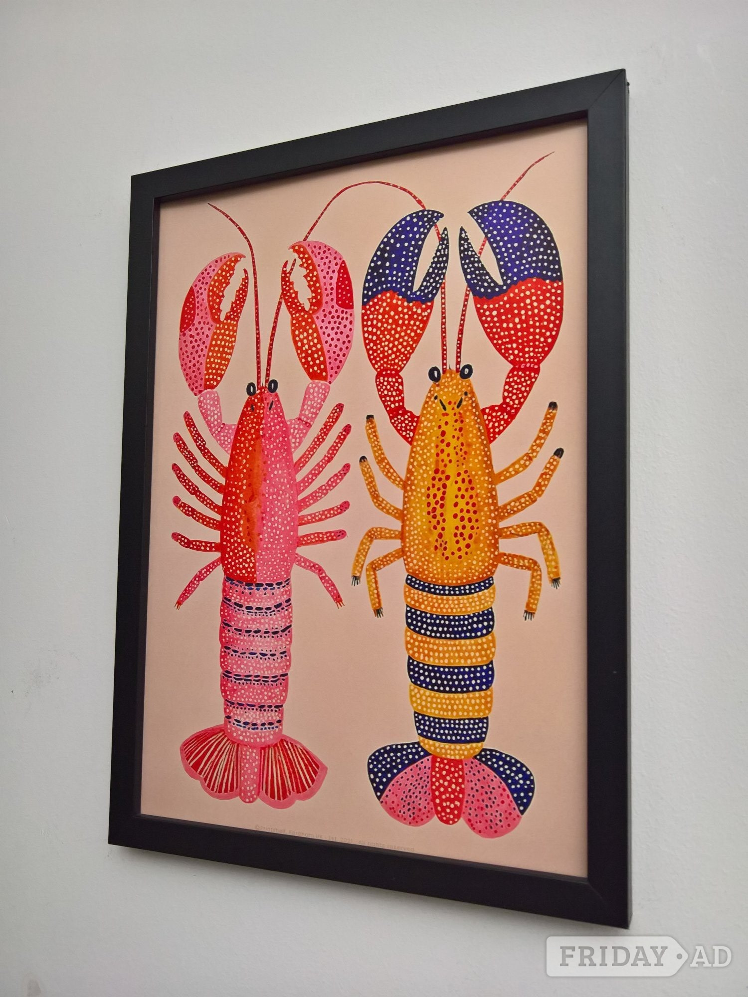 colorful lobsters wall poster a3 black mdf frame
