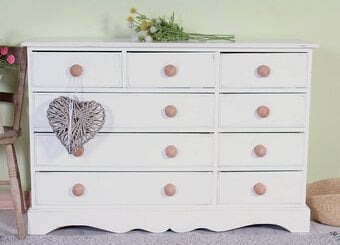 UK Delivery - Large Painted Pine Chest Of Drawers New Knobs
