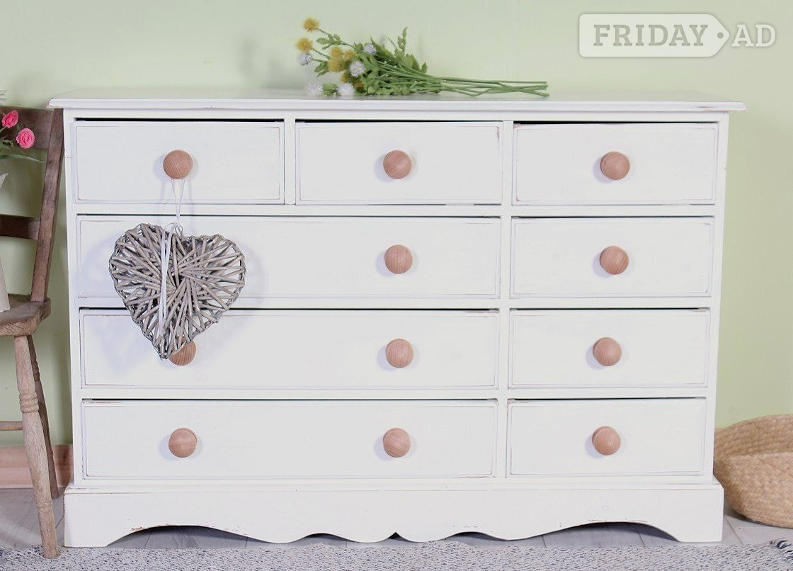 UK Delivery - Large Painted Pine Chest Of Drawers New Knobs in Hailsham