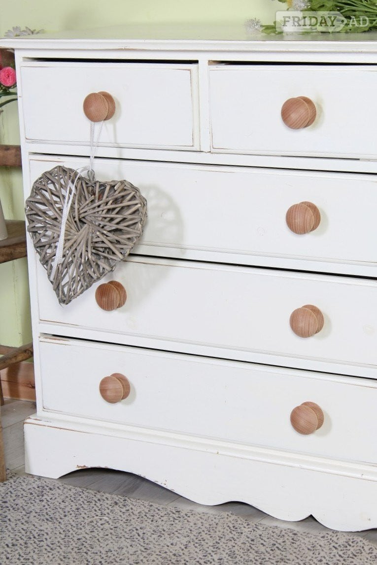 UK Delivery - Large Painted Pine Chest Of Drawers New Knobs