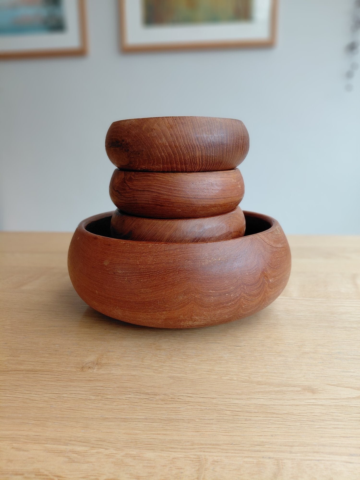 Set of 5 Wooden Teak Bowls – Good Condition - Cookware & Dining