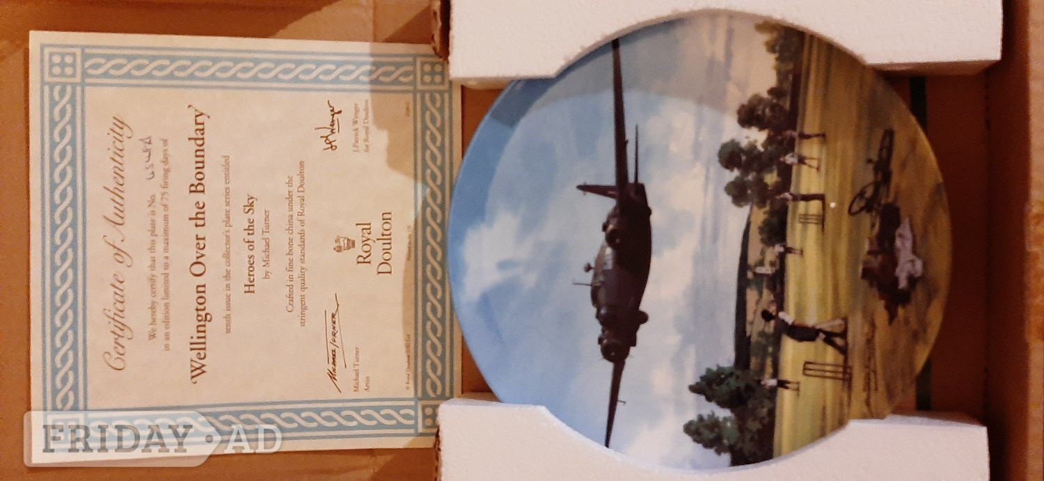 Shoreham-By-Sea 9 x ROYAL DOULTON RAF Heroes of the sky plates