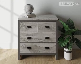 BOSTON 2+2 DRAWER CHEST OF DRAWERS - GREY