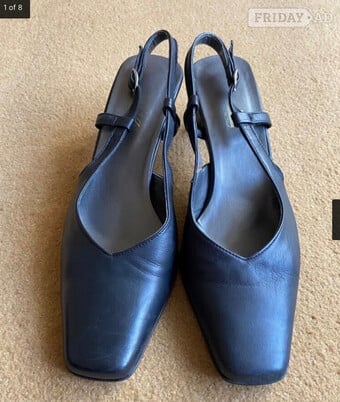 Ladies Black Leather Slingbacks - size 6