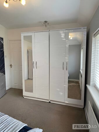  White , Sturdy Large Wardrobe - Pair Of Double Door Wardrobe - B