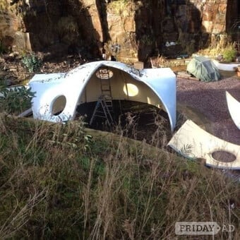 Luxury Prefabricated Igloo Dome Hut Building | Executive Modular Tiny House | VIP Portable Prefab Leisure Home | UK River Bothy Pod | Similar To The Iconic Futuro (UFO) Space Cabin Design | Glamping | Camping | Marina | Mooring | Sports | Leisure.