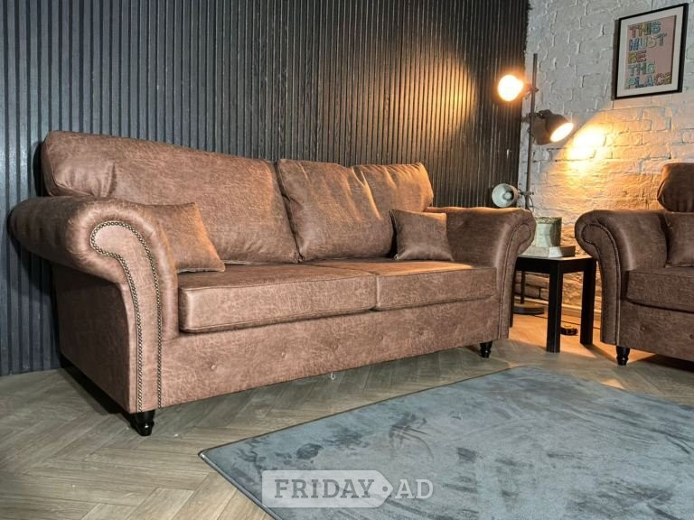 Brand New Tan Leather Chesterfield 3 + 2 Sofa Set – SCS