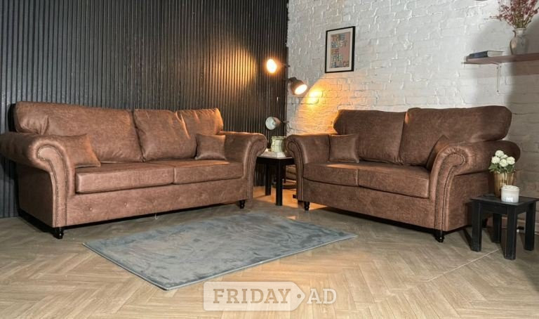 Brand New Tan Leather Chesterfield 3 + 2 Sofa Set – SCS - Furniture in Merthyr Tydfil