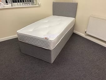 SINGLE DIVAN BASE 9 INCH APOLLO SEMI ORTHO MAT & HEADBOARD 