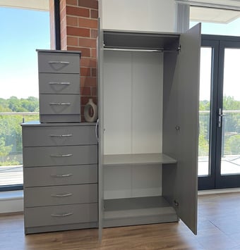 Grey ¬ 2 Door Wardrobe, Chester & Side Unit / Double Door Set !!