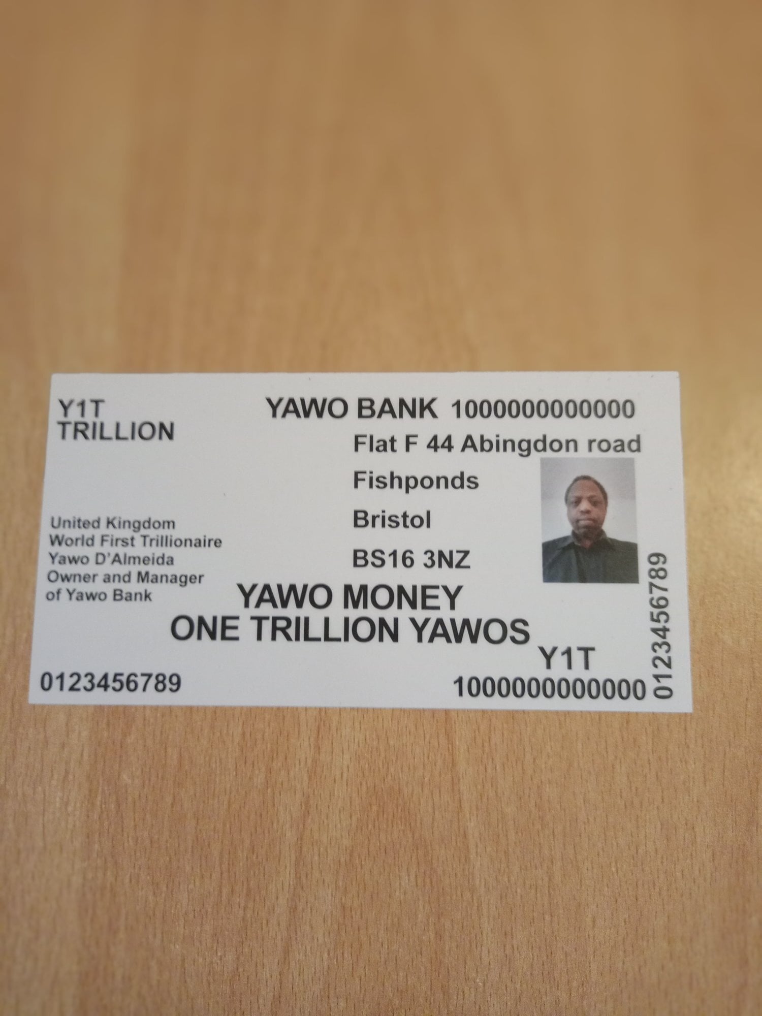 World First Trillionaire Yawo D'almeida Sell Y1 Trillion Banknote in Bristol