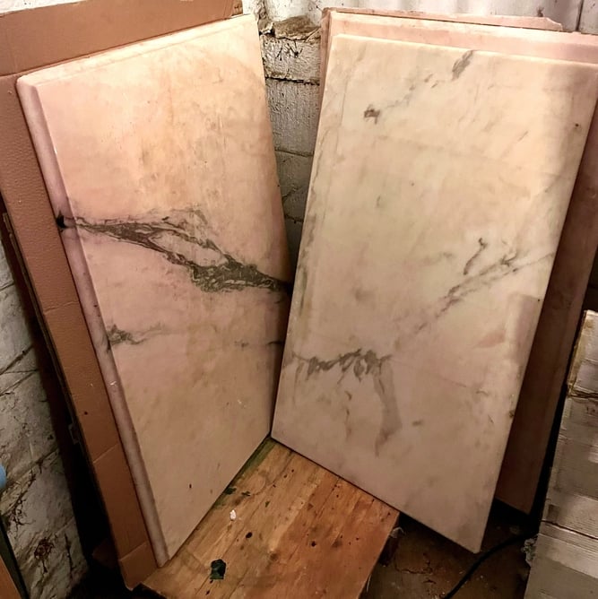 Eastbourne Marble Table Tops  Rose Coral /Black Grey Variegated ( 3 )