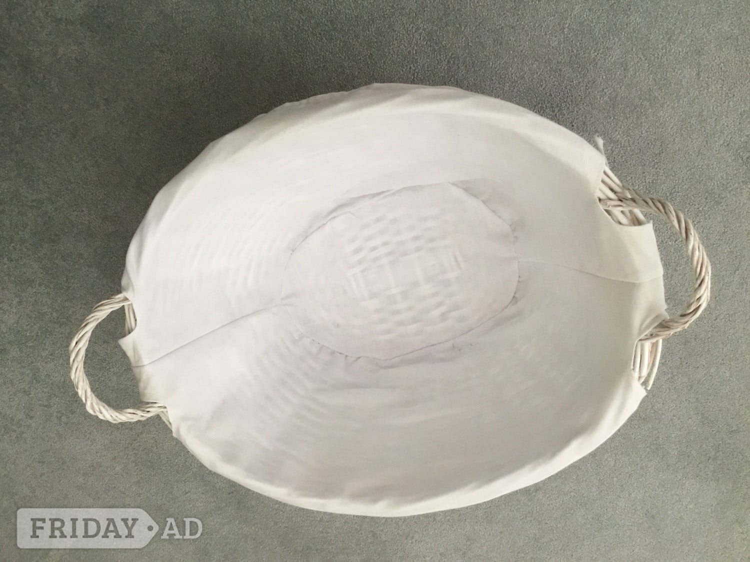 White woven basket with lining in Llantwit Major