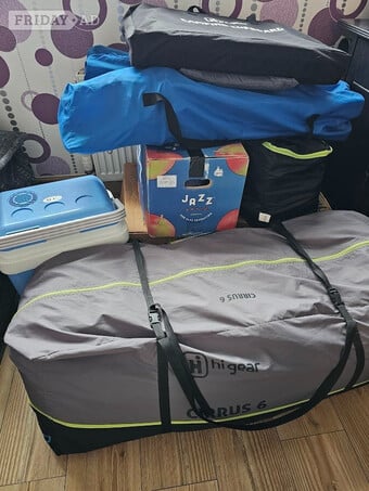 Tent 6 berth Hi-gear Airgo Cirrus 6 air tent and camping bundle, 