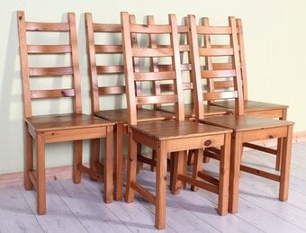 Delivery Options - Set Of 6 Ikea Pine Ladder Back Kitchen Chairs