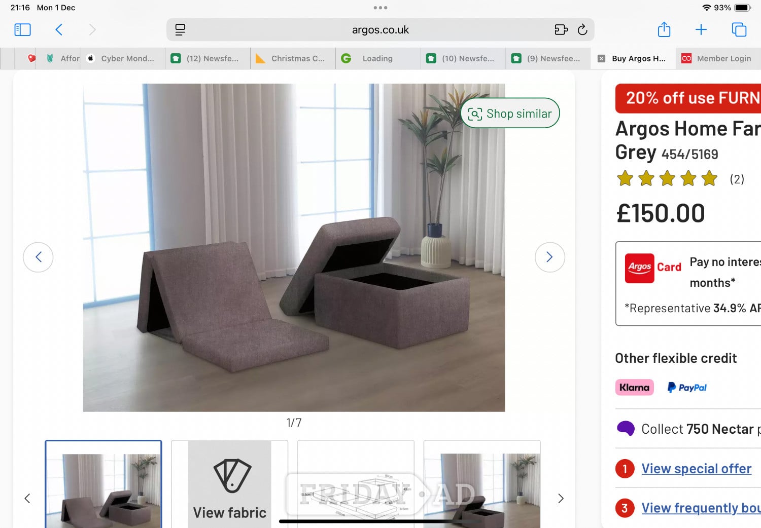 Folding mattress in a fabric covered Box