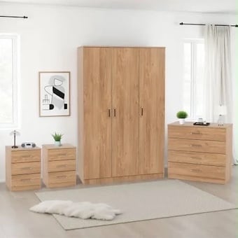DAKOTA 3 DOOR BEDROOM SET - OAK EFFECT
