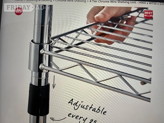Eastbourne Chrome Storage Rack Easy Build Unit with four shelves 