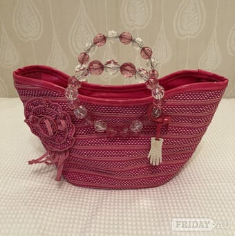 Ladies Pink Rosette Handbag