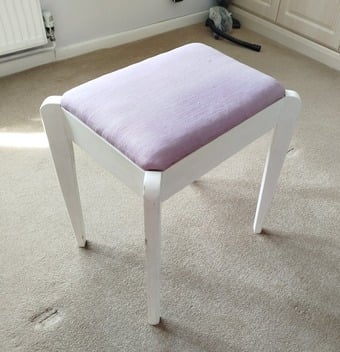 Bedroom stool. Painted wood with padded upholstered seat