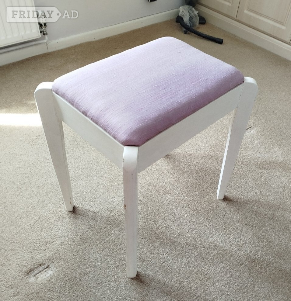 Bedroom stool. Painted wood with padded upholstered seat in Robertsbridge