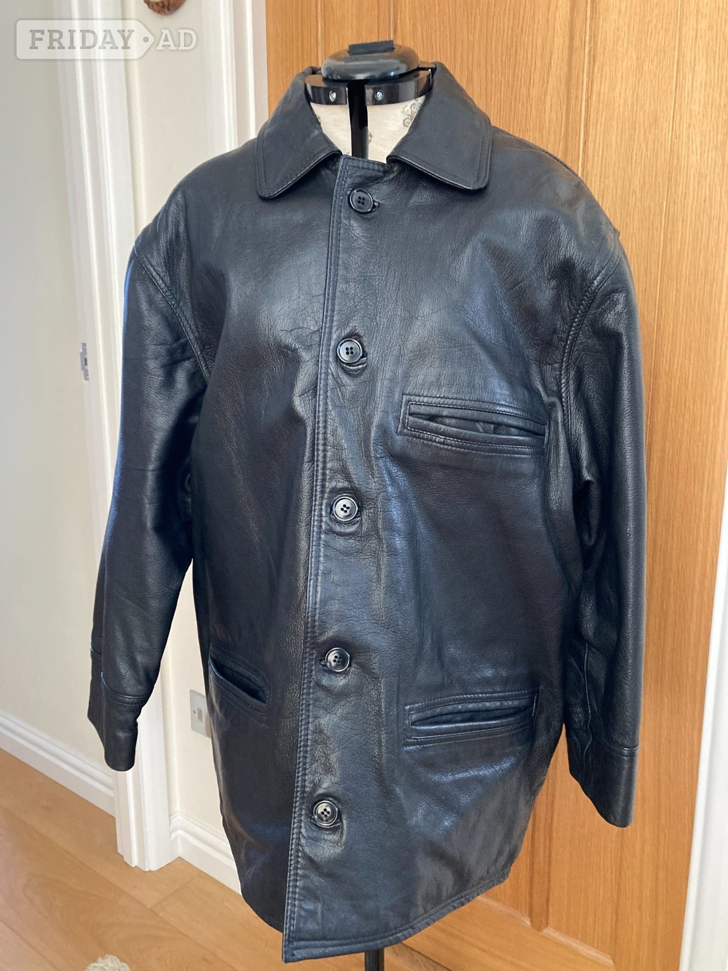 Mens Real Leather 5 Button Blouson Jacket in Black - Size: S in Crawley