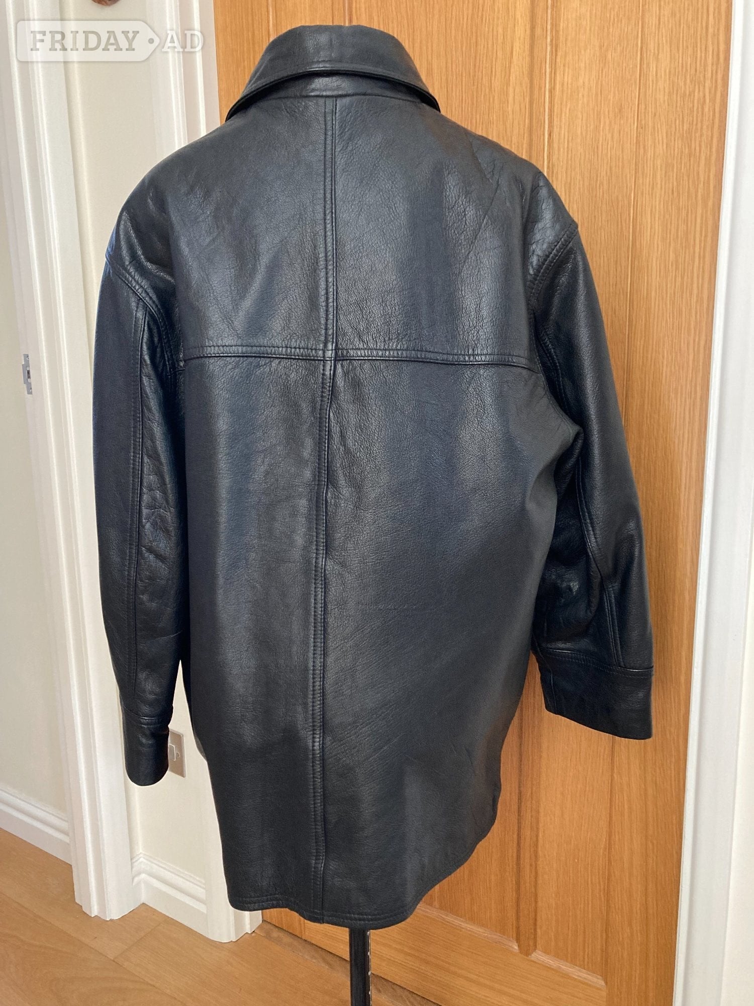 Mens Real Leather 5 Button Blouson Jacket in Black - Size: S