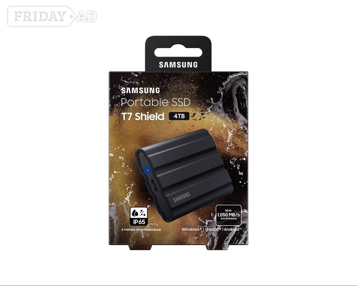 SAMSUNG T7 Shield External SSD - 4 TB - Black 1Gbs High Speed