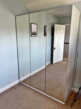 IKEA Pax Fully Mirrored 3 Door Wardrobe, White 2 Door +1 Door Mir