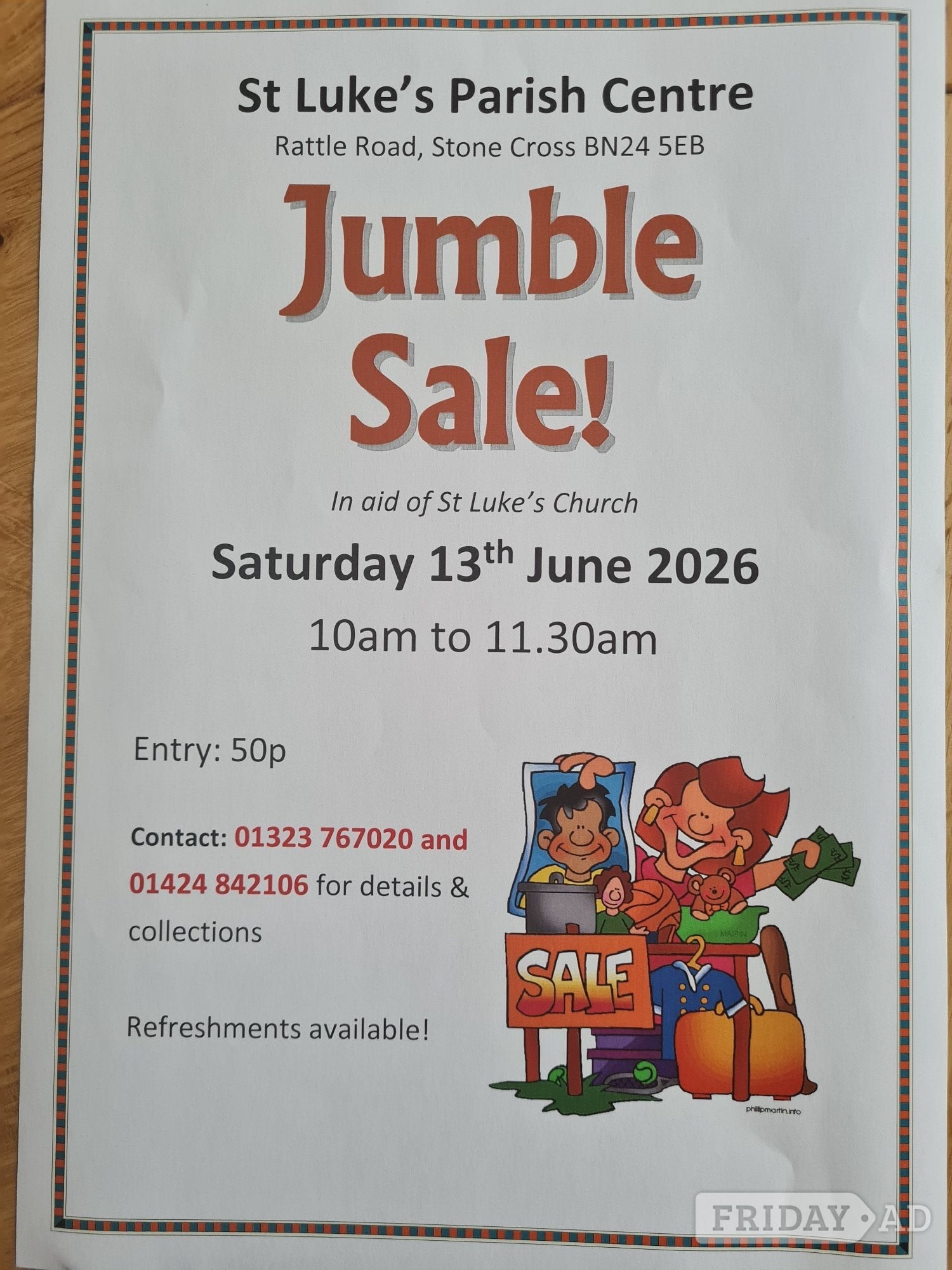 Jumble Sale in Stone Cross, Eastbourne