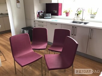Set of 4 'Cancio' Hot Comfort Foam Chairs in 'Kannon Purple'.