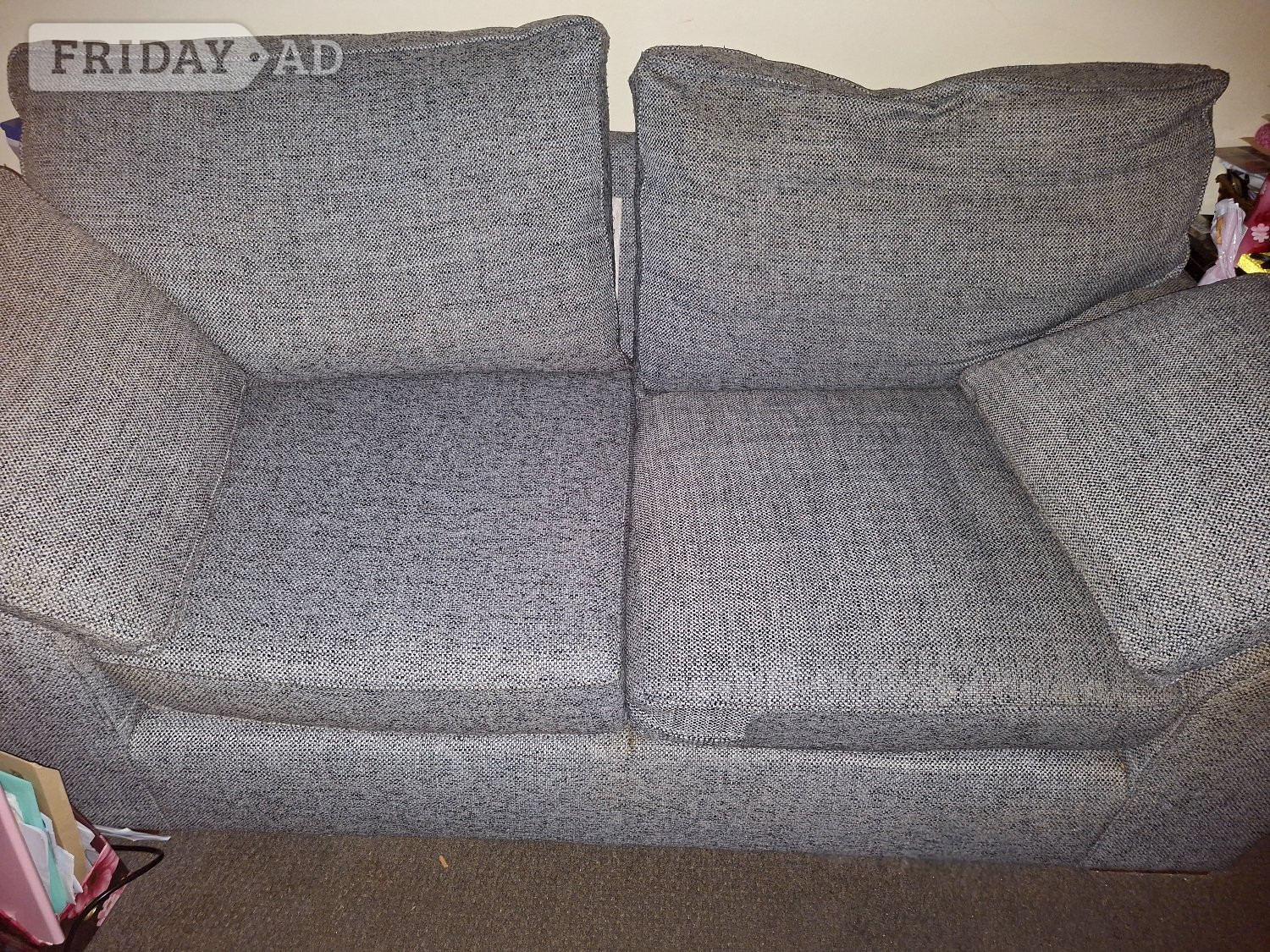 Next 2 seater sofa dark grey mix with dark wood legs in very clea