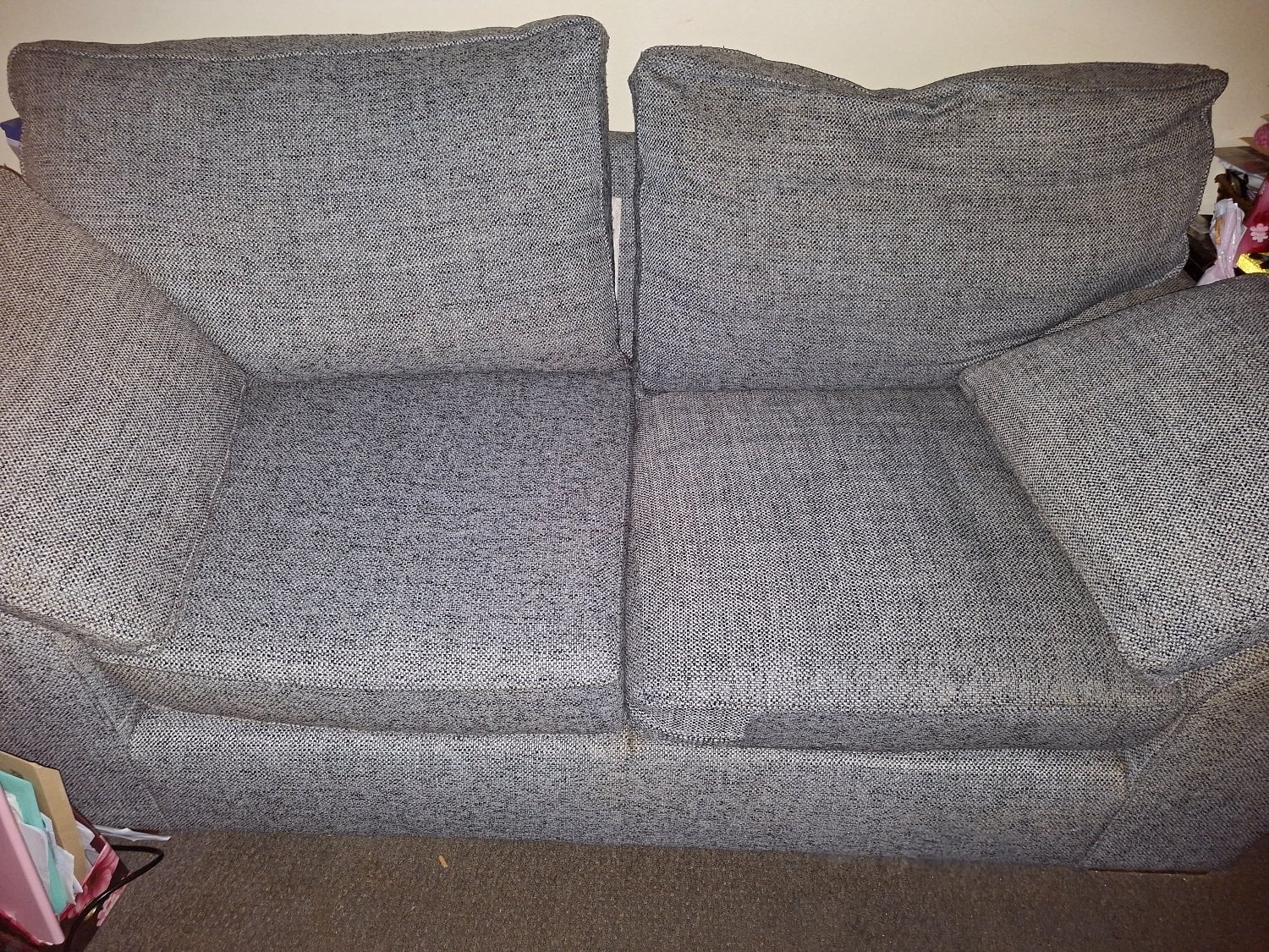 Next 2 seater sofa dark grey mix with dark wood legs in very clea