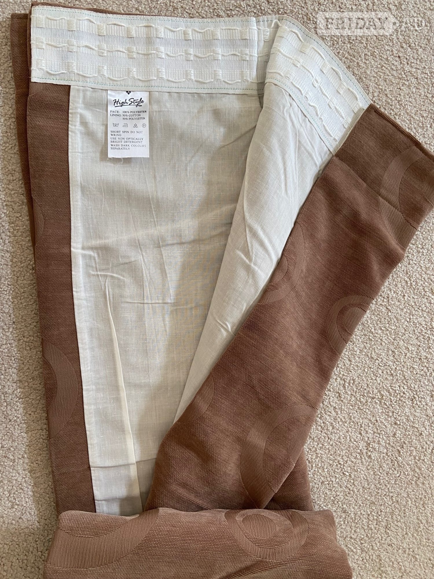 High style furnishing ready made brown curtains 46" x 72 " long w