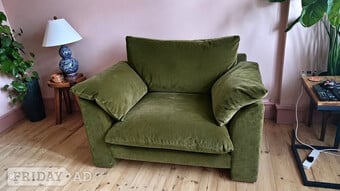 Olive Green Plush Velvet Armchair loveseat sofa